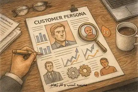 یک نمونه سند پرسونای مشتری روی میز مدیر